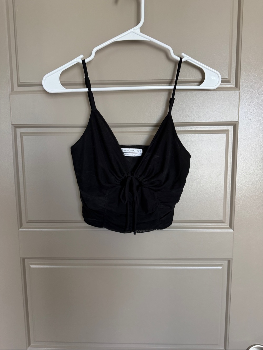 Urban Outfitters Black Ruched Tie-Front Cami